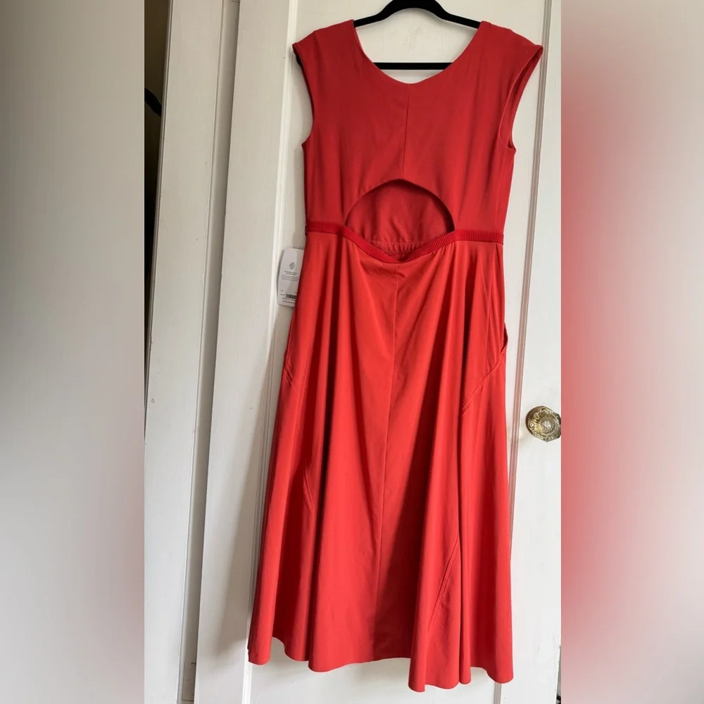 Athleta Ryder Cap Sleeve Cut Out Back Midi Dress - Picture 8 of 9
